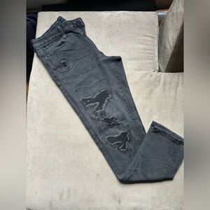 Men's Distressed Black Slim Jeans - Areopostale Modern Casual Style